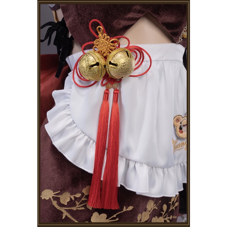 UWOWO Game Genshin Impact Fanart Xiangling Maid Cosplay Costume Exclusive Hot Xiang Ling Cosplay Dress Full