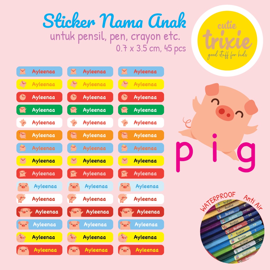 

Sticker Label Nama Pensil / Crayon PIG