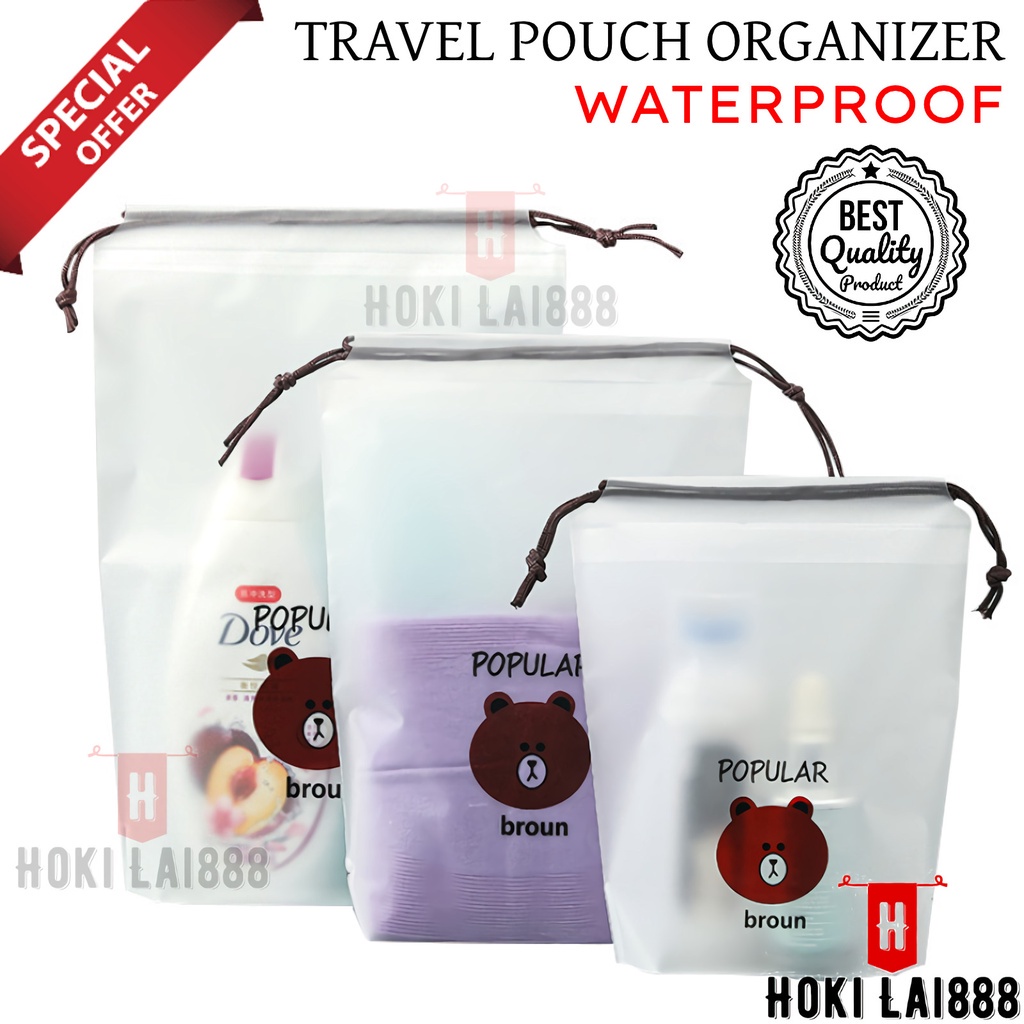 [HKL] MAKE UP TRAVEL POUCH / TAS MAKE UP MOTIF BERUANG / TRAVEL POUCH ORGANIZER / TAS SERUT MINI / KANTONG TAS TRAVEL