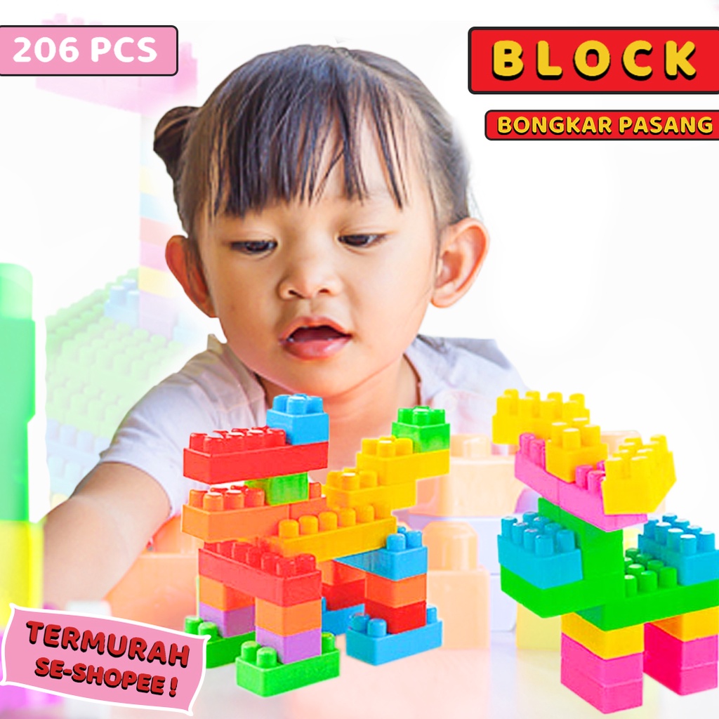 Mainan Edukasi Anak BLOCK/Mainan Balok Mr. Block 206 pcs [206a]