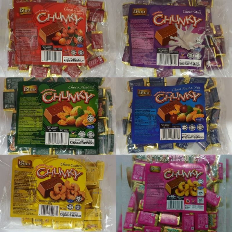 

BINO COKLAT CHUNKY MALAYSIA BERAT 330G KURANG LEBIH ±33PCS