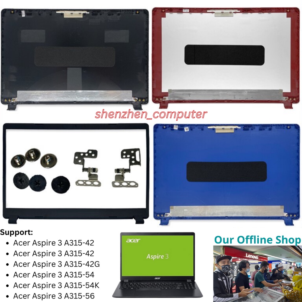 Casing laptop Acer Aspire 3 A315-42 Penutup Depan Atas Bawah Bezel Depan Top Notebook Case