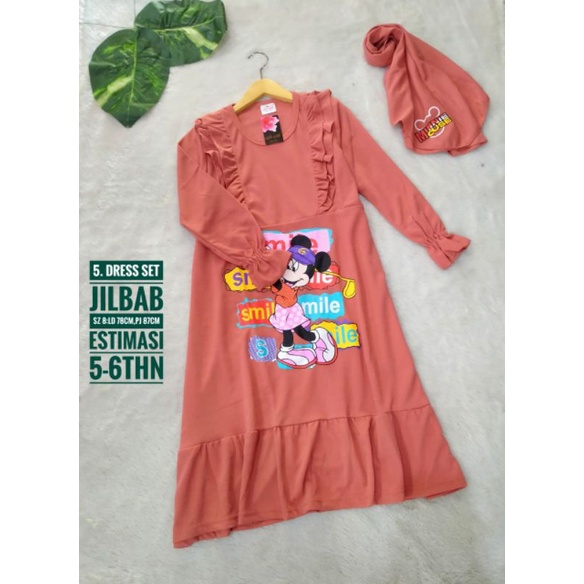 Setelan Gamis Anak 3-6 tahun rempel bawah Latin kids