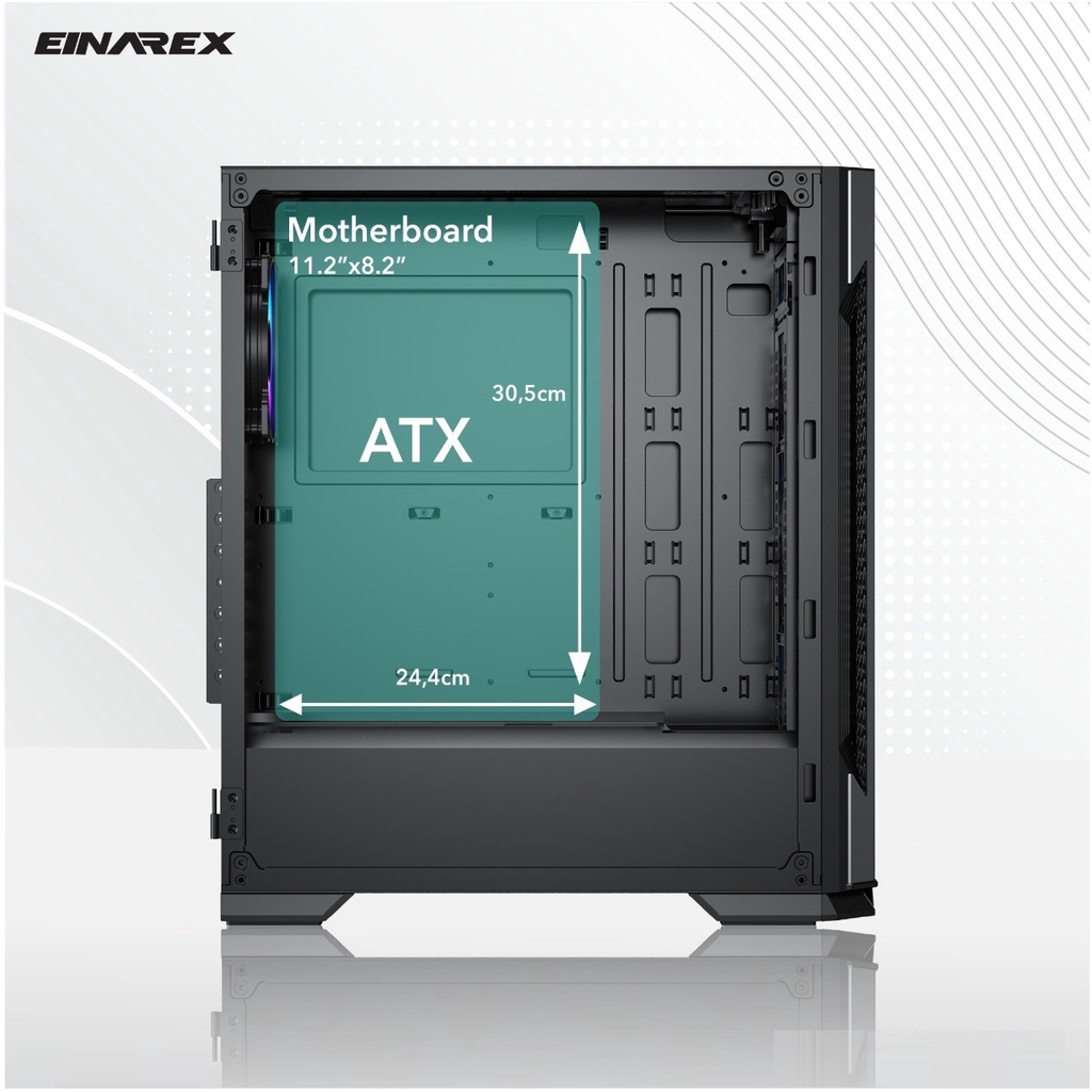 Gaming Case EINAREX VICTORIA BLACK | Casing PC E-ATX Mid Tower