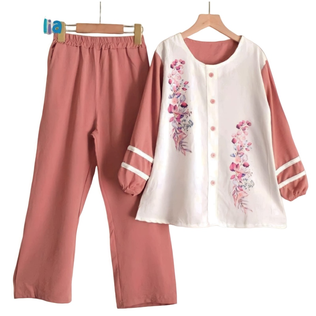ROSE FLOWERS SET KIDS / SETELAN ANAK PEREMPUAN SABLON BAHAN CRINGKEL /COD