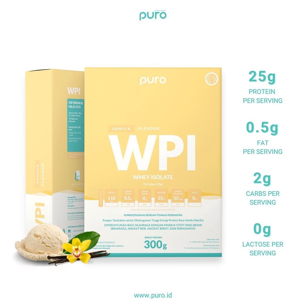 Puro WPI Whey Protein Isolate 300 gram Susu Protein Isolate