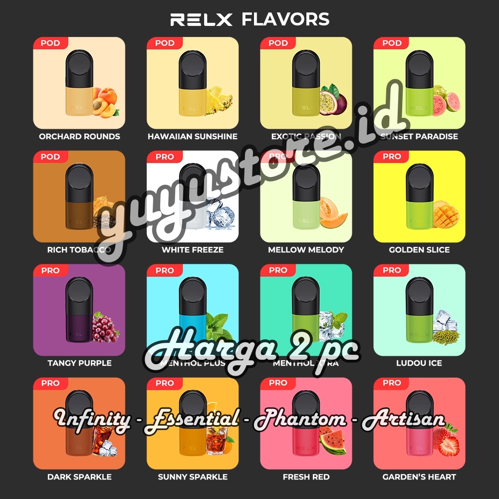 (Harga 2 pc) Relx Infinity Pods All Flavors Semua Rasa Original Authentic - Infinity dan Essential