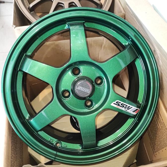 SSW THAILAND MODEL TE 37 TE37 GREEN RING 15 LEBAR 6.5 ET40 BARU
