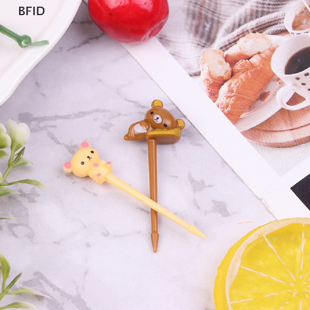 [BFID] 8pcs/set Lucu Kartun Beruang Garpu Buah Anak Snack Dessert Picks Tookpick [ID]