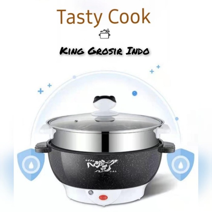 panci listrik Panci Elektrik 2.2 Liter Fry Pan Serbaguna Multi Fungsi High Quality - Biru Muda, Tanp