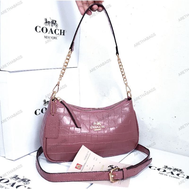 BARU // TAS WANITA TERI CROCO SHOULDER BAG CO4CH IN SIGNATURE