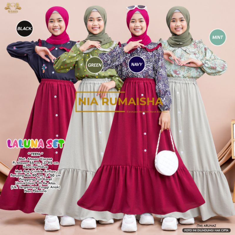 LALUNA SET TEEN KIDS GAMIS MUSLIM ANAK BY NIA RUMAISHA ORI NAURA