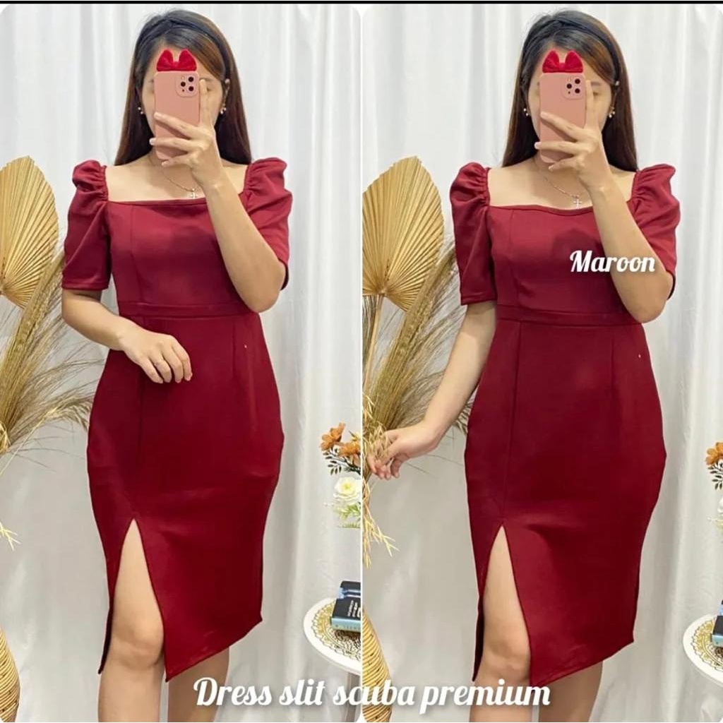 Basic id fashion Dres wanita scuba bodycon / Dres scuba premium / Dres korean bahan scuba