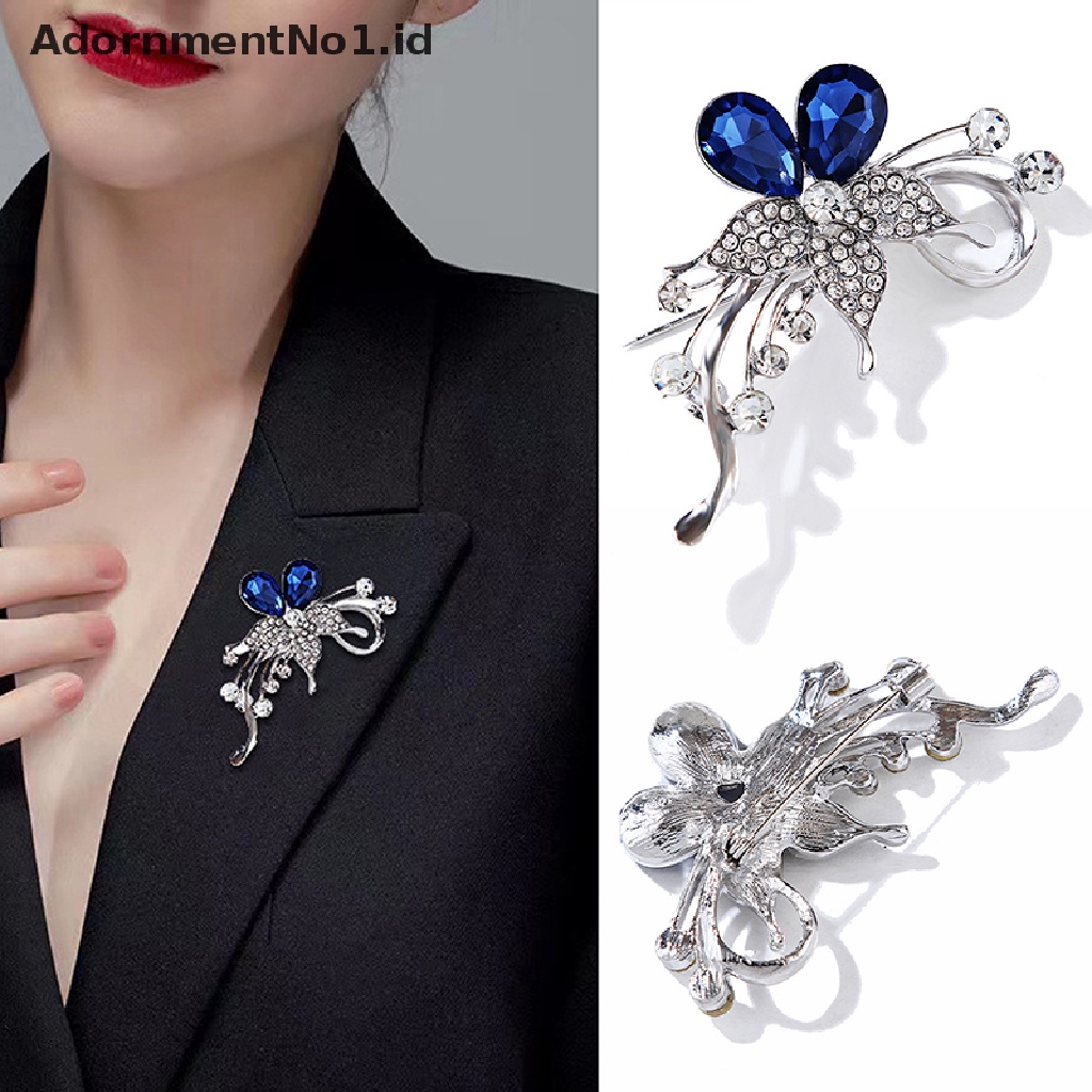 [AdornmentNo1] Kristal Berlian Bertabur Lima Kelopak Bunga Perhiasan Bros Wanita Brooch Pin [ID]