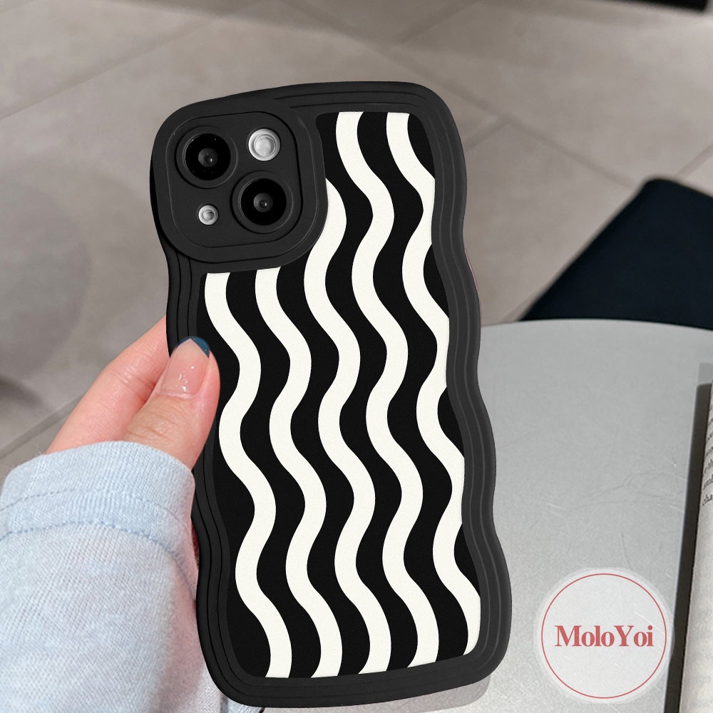 IPHONE Case Kompatibel Untuk Iphone11 12 13 14 Pro Max XR 6 6s 8 7 Plus X XS Max14 Plus SE 2020 Wavy Edge Art Motif Gelombang Air Shockproof Lembut TPU Phone Case Cover