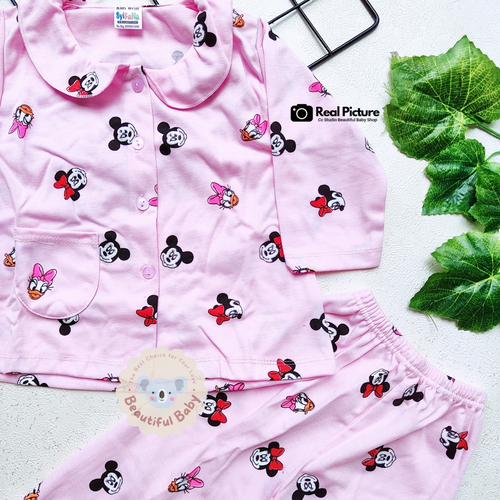 Setelan Piyama Baju Bayi Perempuan 3-18 Bulan Lengan Panjang Celana Panjang Motif Minnie Mouse / Baju Bayi Perempuan Syifana / Baby.ou