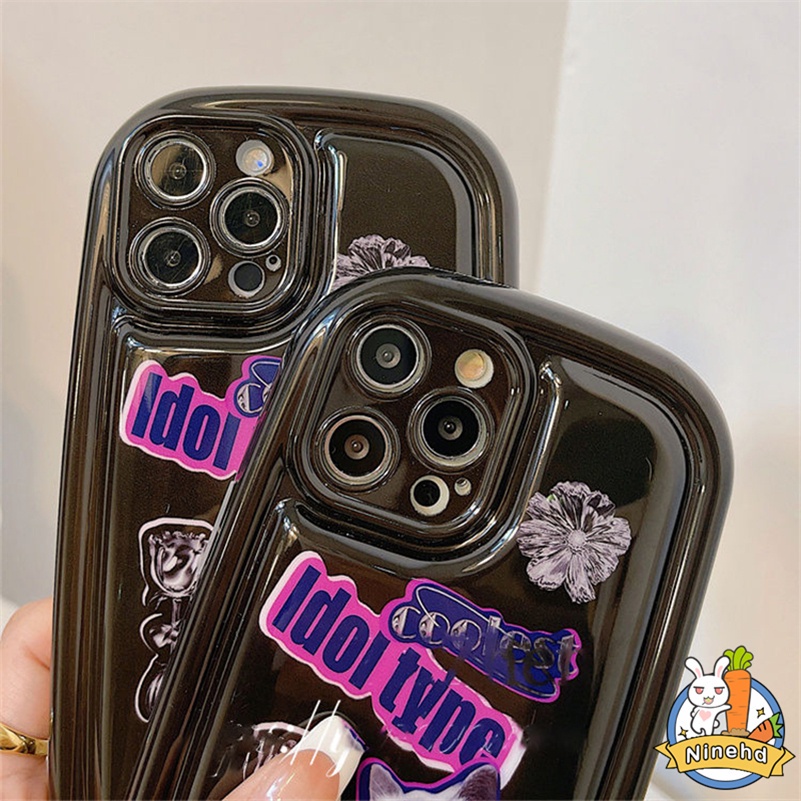 IPHONE Casing Kompatibel Untuk Iphone14 13 12 11 Pro Max X Xr Xs Max8 7 6 6s Plus SE Bantalan Udara Kucing Mawar Gelap Canggih Casing Ponsel Perlindungan Kamera Shockproof Soft Case Cover Pelindung