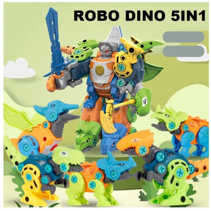 Maro Mainan Robot Dino 5 In 1 - Diy Dinosaurus - Merakit Mainan Robot Dino