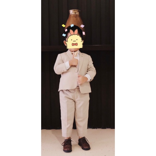 Bie Hin Tailor custom jas anak dan kemeja 1set warna cream untuk umur 3year preloved goodcondition