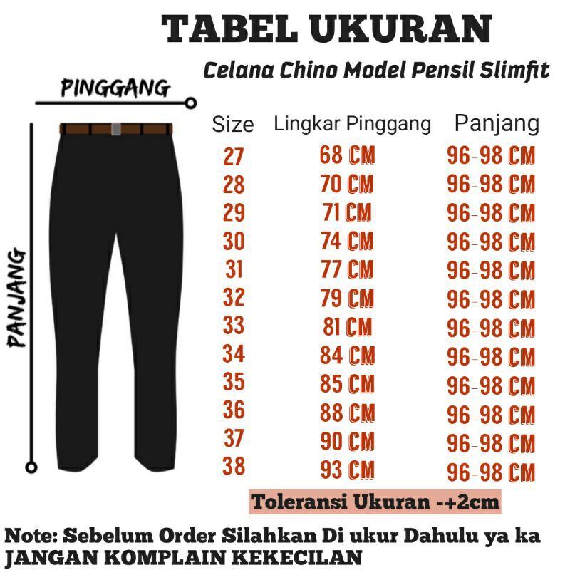 CELANA PANJANG PRIA CHINO Slimfit PREMIUM kantor Cowok Gentleman 27 - 38