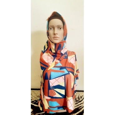 Bergo bahan jersey motif abstrak