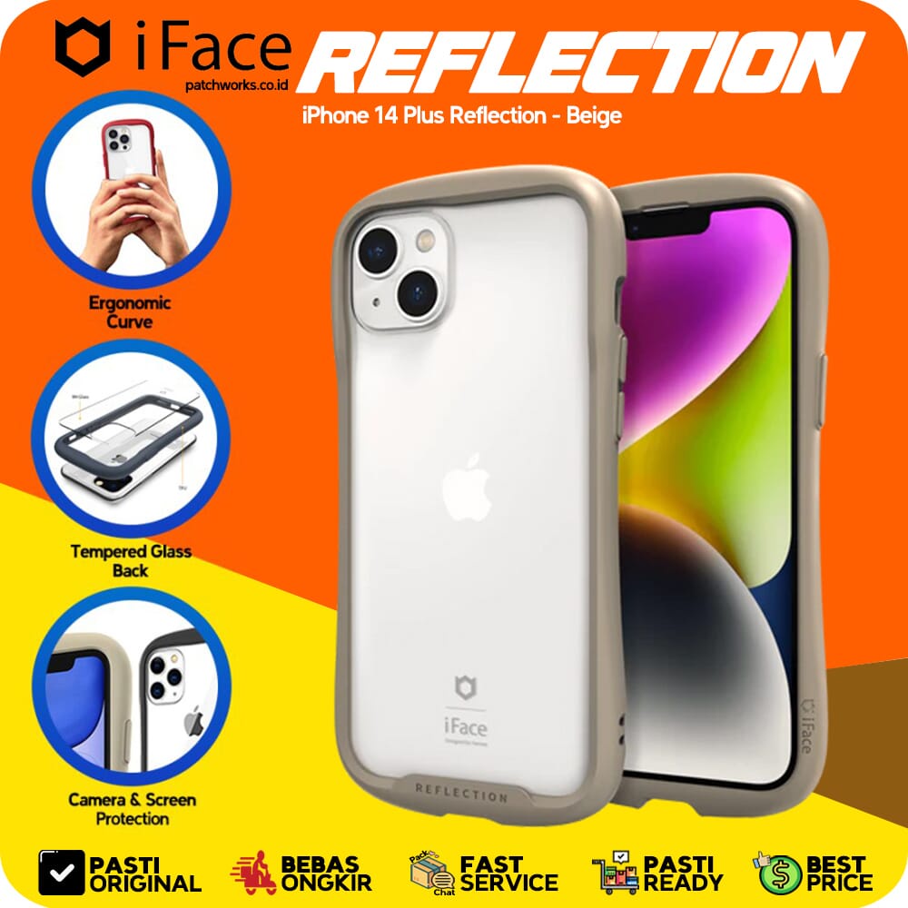 iFace iPhone 14 Plus Reflection Beige Casing Softcase Anti Crack Slim
