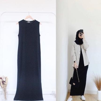 VTZEN - ZEC OOTD Wanita Dress CHIKA / Dress Inner Span / Dress Polos Casual / Dress Wanita Hijab / D