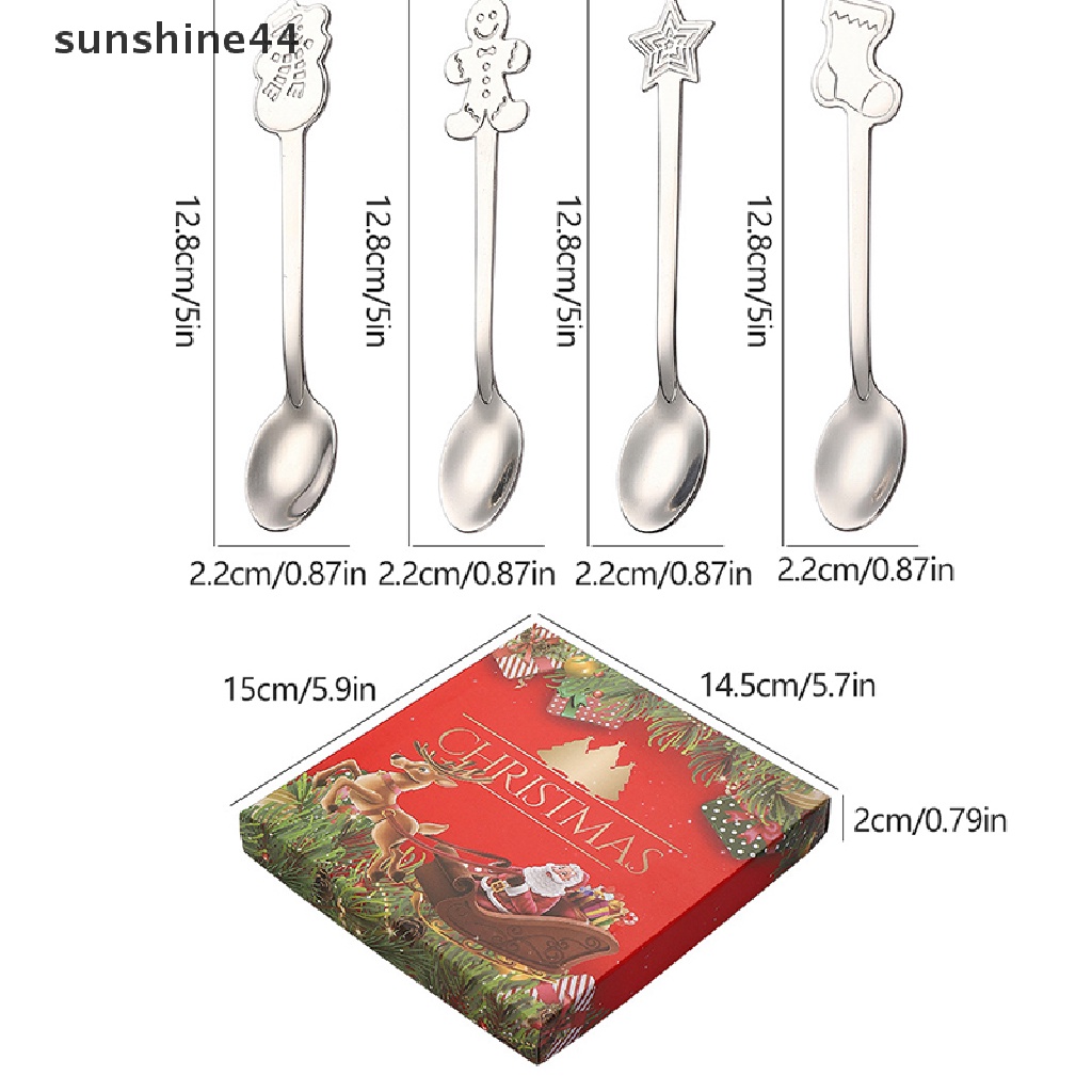 Sunshine 4pcs/set Stainless Steel Kopi Teh Sendok Peralatan Makan Alat Makan Cutlery Dinner.