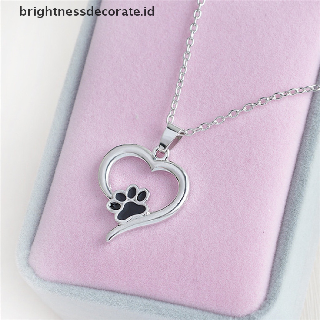 [Birth] Elegan Berongga Pet Paw Print Kalung Hewan Lucu Anjing Kucing Liontin Kalung Perhiasan Hadiah [ID]