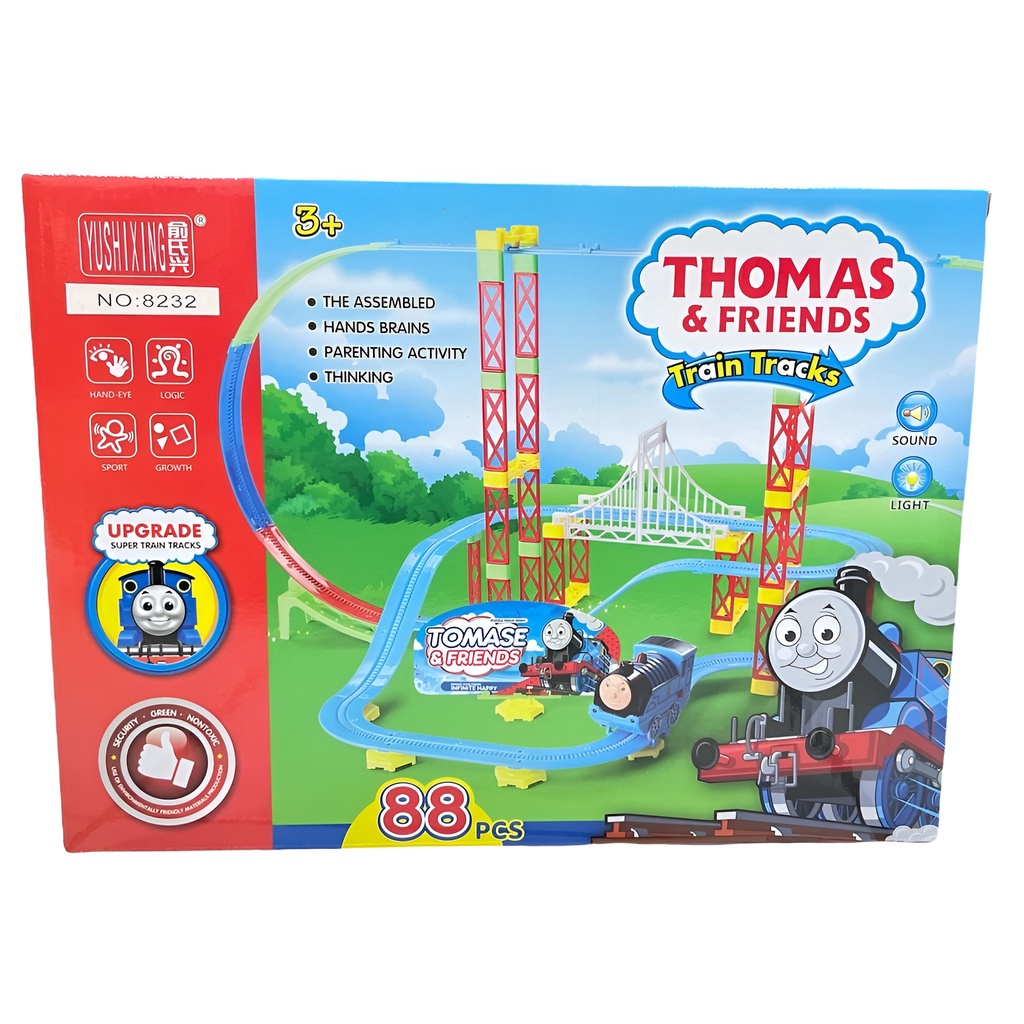 88pcs Train &amp; Thomas Roller Coaster | Kereta Api Mainan Anak | Kado Ultah Anak Laki Laki Usi 2-3-4-5-6 Tahun | Mainan Seru Untuk Keluarga