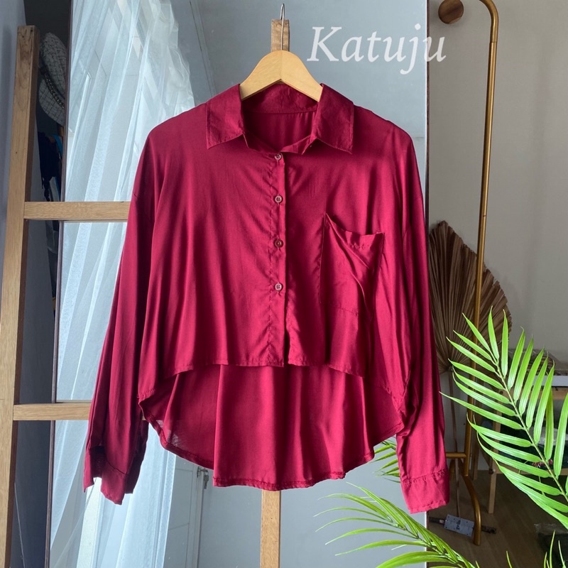 KEMEJA RAYON MODEL CROP JENNY BAHAN ADEM JATUH