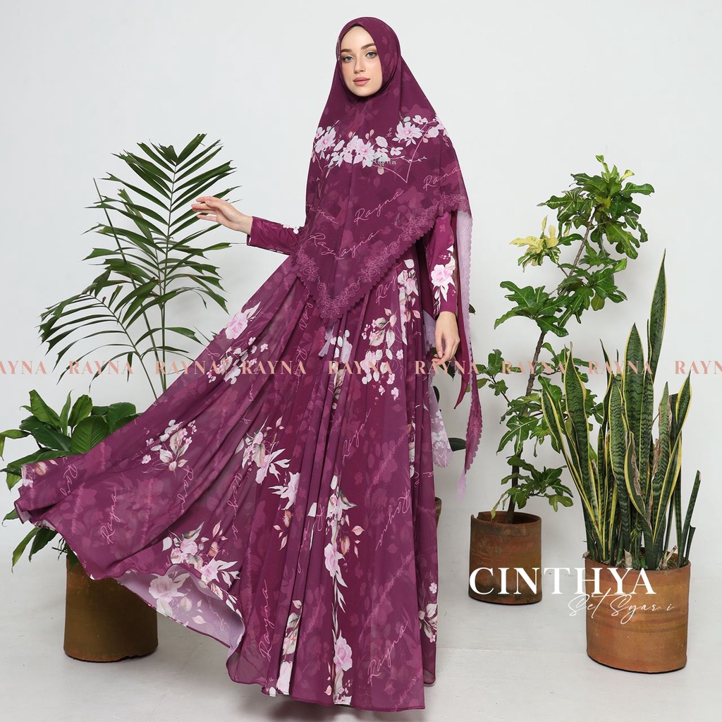 ORIGINAL Gamis CINTHYA Syari by Ray.Na Premium - Umroh Hitam Putih Rayna Busui Realpic 100%