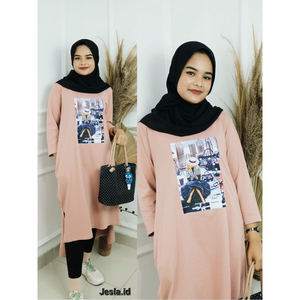 VALENTIN MIDI DRESS Long Tunik Terbaru REALPICT Size S M L XL XXL Jumbo Bahan KAOS KATUN COMBED 24S APLIKASI SABLON LONG TUNIK WANITA LENGAN PANJANG MIDI DRESS TERBARU 2023 KEKINIAN BAJU KAOS OVERSIZE WANITA CASUAL