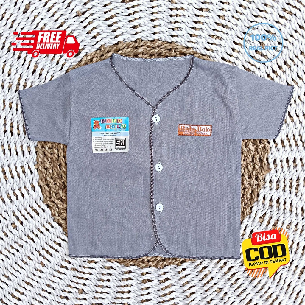 SALE 7.7 Serian Abu - 3 pcs Baju Bayi Tangan Pendek Bayi Baru Lahir 0 sd 3 Bulan Grey Series merk SNI Bolo - Bolo