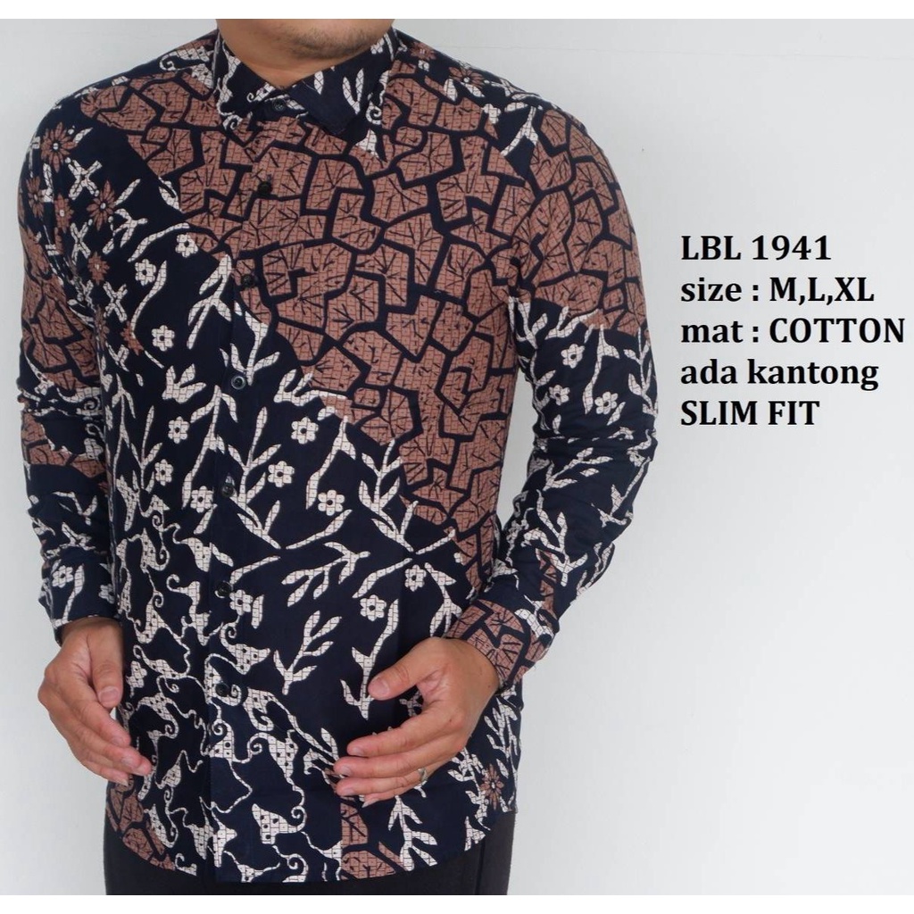 Baju Batik Pria Slimfit Kemeja Lengan Panjang Hem Slim Fit LBL 1941