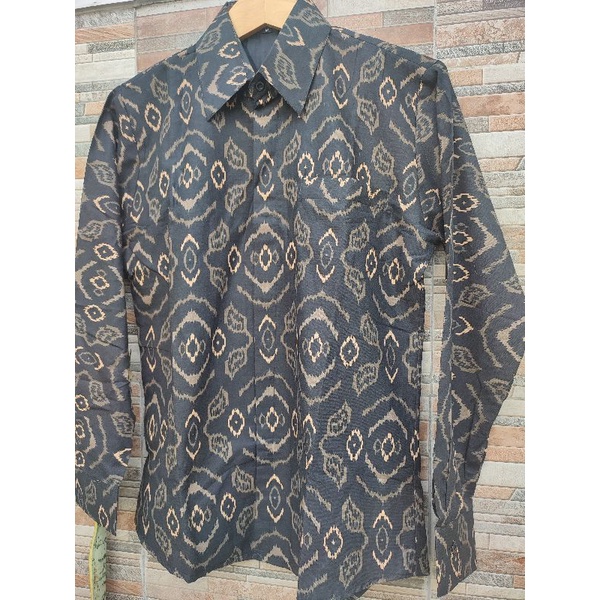 Batik Slim fit Slimfit Hitam Panjang Pendek Kekinian Ori Florist