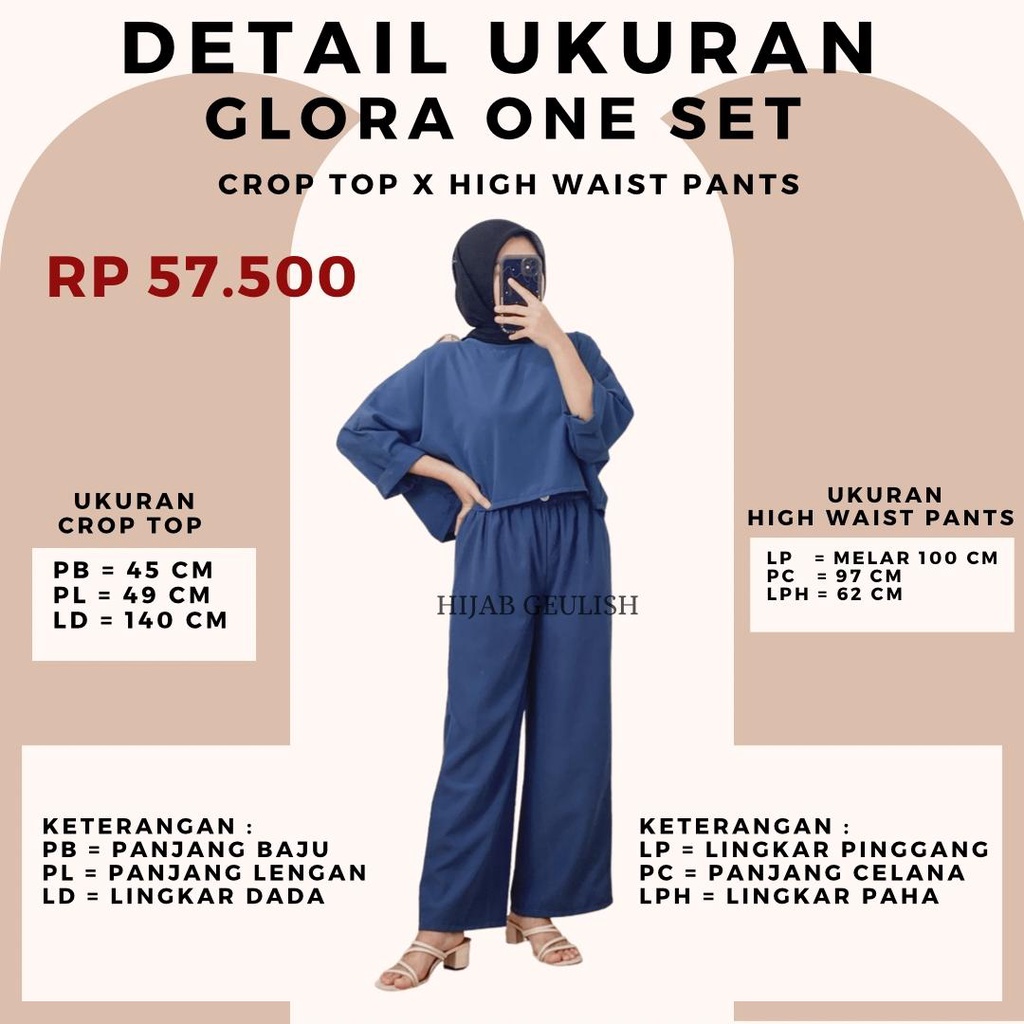 Glora one set crop top / setelan wanita murah