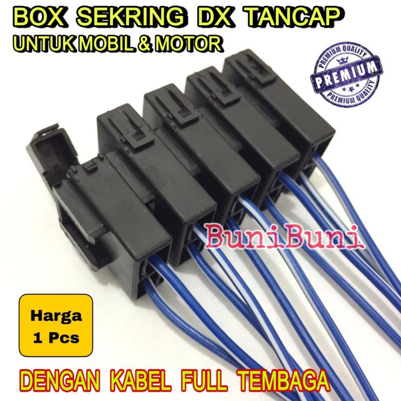 FUSE BOX / Rumah Sekring Sikring DX Tancap BESAR Untuk Mobil Motor Dengan Kabel Termbaga (FBDX2)