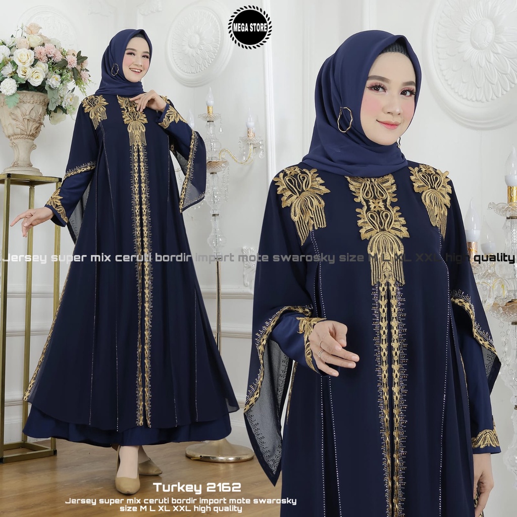 Gamis Turkey Bordir Fashion Muslim Jetblack Super Original Produk By Mega Store