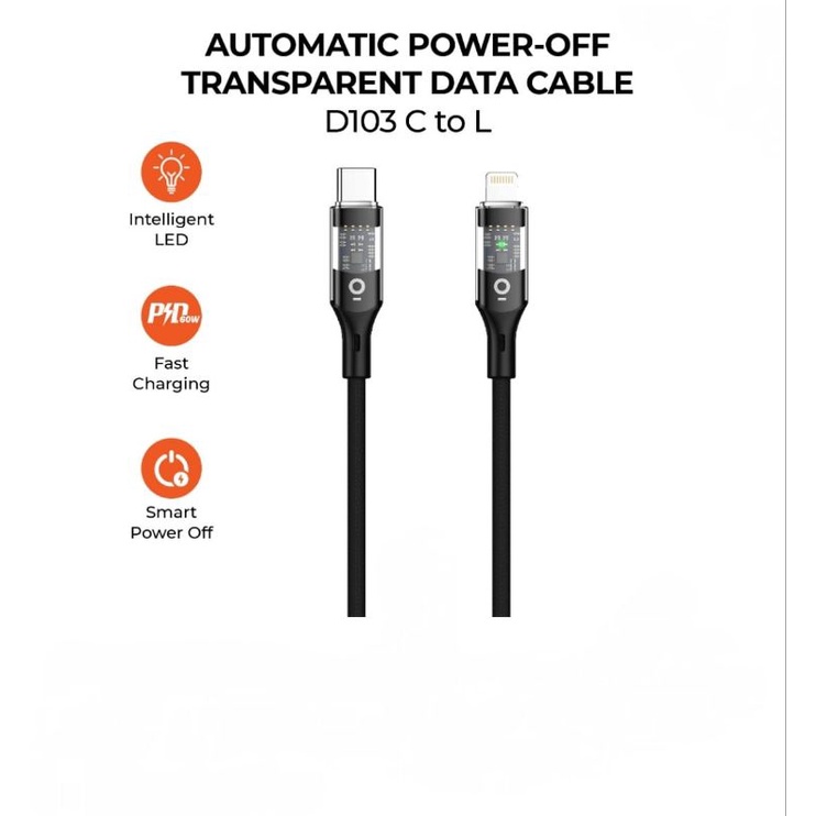 KABEL DATA TYPE C TO LIGHTNING FAST CHARGING AUTOMATIC OFF OLIKE D103CL