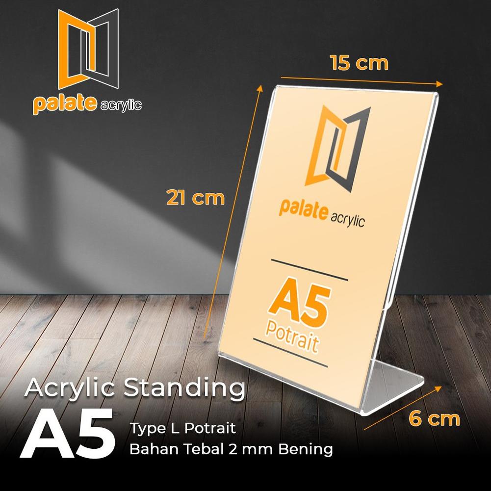 

99 acrylic tent holder / akrilik tent card A5 tempat brosur Meja bentuk L ➥Terlaris