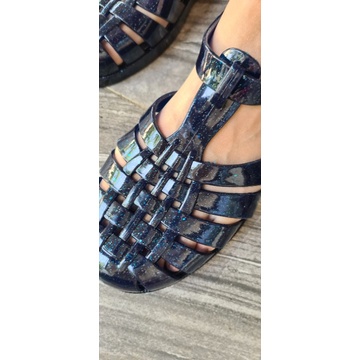 1:1 Ori Melissa Possession Mels Transparent Glitter Sepatu Sandal Karet Wanita Santai Kekinian Terbaru