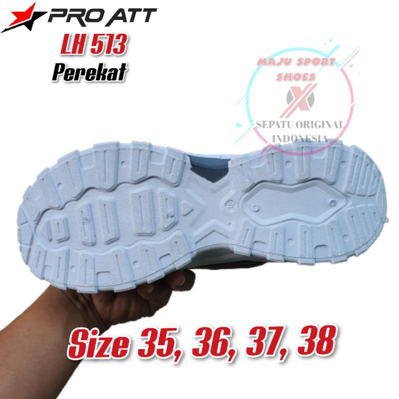 PRO ATT LH 513 V HITAM PUTIH PEREKAT - SEPATU SEKOLAH ANAK PRO ATT HITAM PUTIH TANGGUNG SD SMP