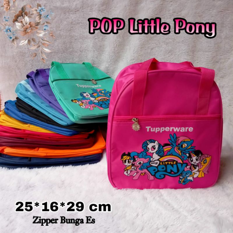 Tas pop little pony / tas Anak perempuan motif kuda pony ( zipper bunga es )