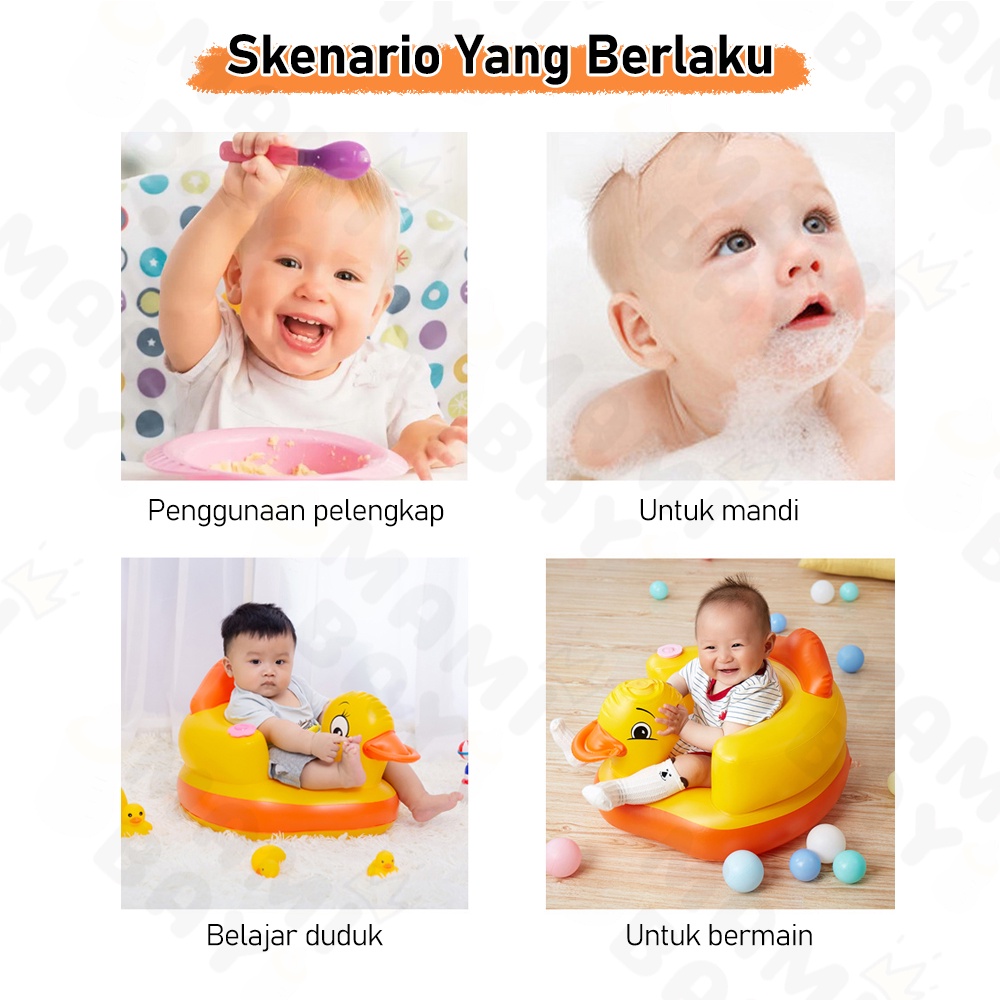 OKEYI Sofa tiup Sofa Kursi Makan Bayi Belajar Duduk musik Baby Chair dapat digunakan saat makan dan saat mandi