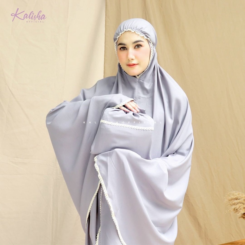 Mukena Dewasa Mukena Katun Polos Renda Rajut Alana Series Premium Traveling Free Pouch