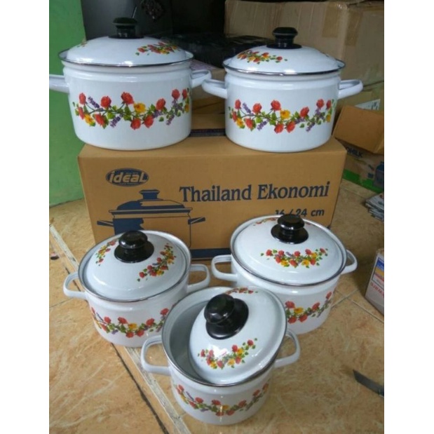 panci set enamel thailand ekonomi ideal