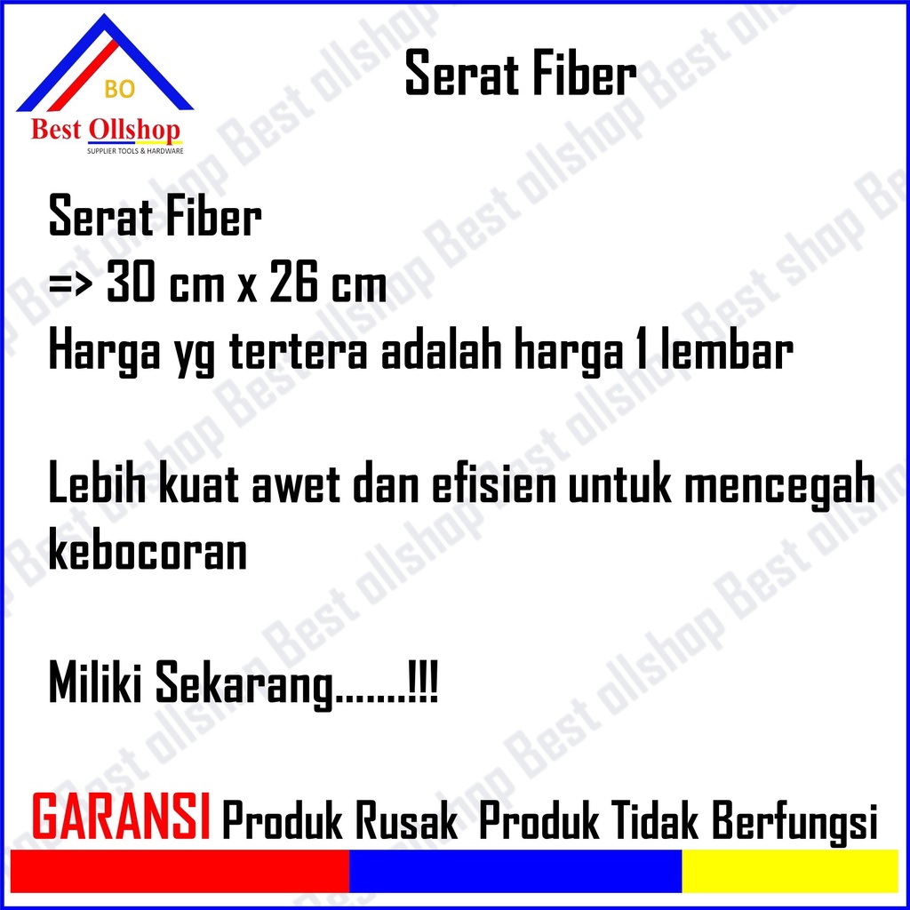 Serat Fiber Aquaproof Serat Pelapis Retak Anti Bocor Fiberglass Serabut Rofing harga 1 lembar