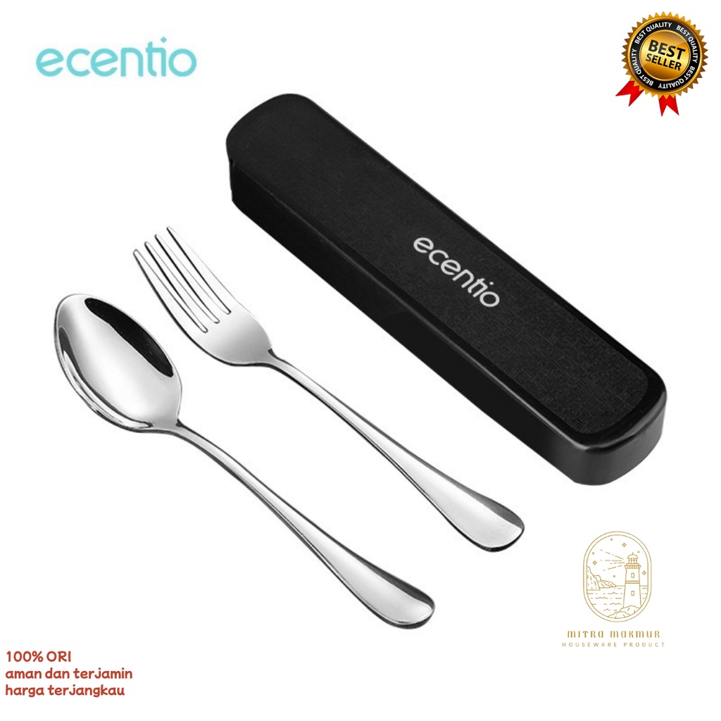 ECENTIO ALAT MAKAN SET FREE WADAH ISI 2 / 3 PCS STAINLESS STEEL SENDOK GARPU SUMPIT 1 SET