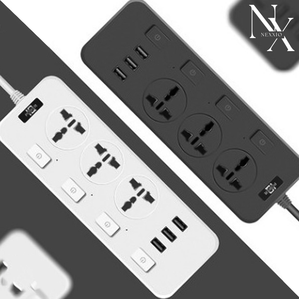 NexXio Stop Kontak Colokan listrik 3ways smart power strip socket &amp; port USB TRAVEL BESTSELLER